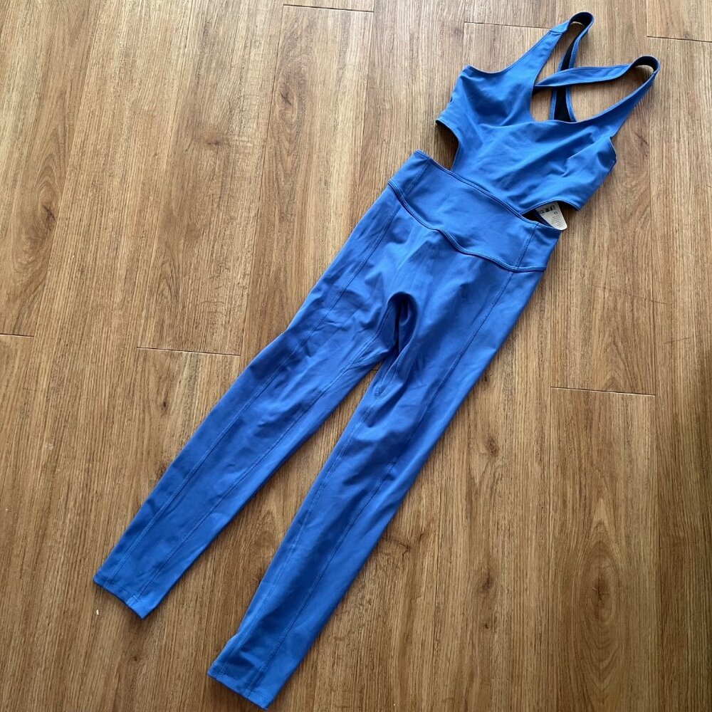 Free People Movement Back It Up Onesie Bodysuit Pool Blue NWT Women’s Size XS